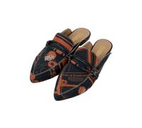 DOGO Damen-Hausschuhe, veganes Leder, Schwarz - Folly or Saintliness Motiv, mehrfarbig, 39 EU