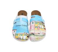 DOGO Damen-Hausschuhe, veganes Leder, Türkis, Burano Island, Motiv 37, türkis, 37 EU