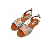 Sandale DOGO "Hazel Sandale Be A Flamingo Damen Sandalen", Damen, Gr. 39, Normalschaft, bunt (natur), Lederimitat, Schuhe Sandale, Handgefertigt (81624538-39) natur