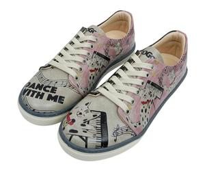 DOGO Damen-Sneaker aus veganem Leder, Rosa - Dance with Me Motiv, Mehrfarbig, 36 EU