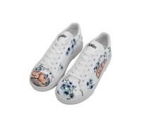 DOGO Damen-Sneaker aus veganem Leder, Weiß - Stay Clever Motiv, Mehrfarbig, 37 EU