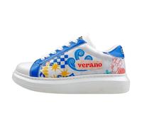 Sneaker DOGO "Verona Low-Top Sneaker Azur Damen Sneaker", Damen, Gr. 39, Normalschaft, blau (weiß), Lederimitat, Schuhe Sneaker, Handgefertigt (67072851-39) weiß