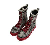 Stiefelette DOGO "Gisele Schnürstiefel Boots Let's Find A Place To Get Lost Damen", Damen, Gr. 38, Normalschaft, beige (beige, schwarz), Lederimitat, Schuhe Stiefelette, Handgefertigt (42635405-38) be