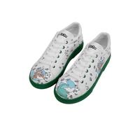 DOGO Life Goes on Pattern Damen-Sneaker aus veganem Leder, Weiß, Mehrfarbig, 40 EU