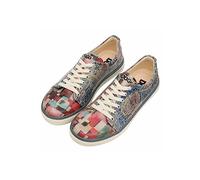 Sneaker DOGO "Classic Schnürsneaker Never Ending Story Damen Sneaker, Classic", Damen, Gr. 38, Normalschaft, bunt (mehrfarbig, blau, rot), Lederimitat, Schuhe Sneaker, Handgefertigt (28956139-38) mehr