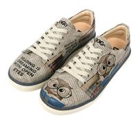 DOGO Sneakers aus veganem Leder für Damen - handgefertigte und einzigartige modische Sneaker für Damen, The Wise Owl Design, 38 EU