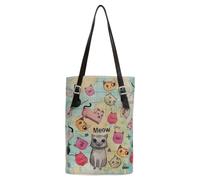 DOGO Vegane Damen Schultertaschen Umhängetaschen Tall Bag - Cats of the World
