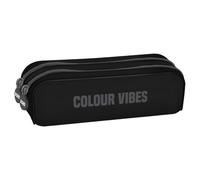 DOHE - Doppeltes Federmäppchen aus Silikon - 2 Fächer mit Reißverschlüssen, rechteckiges Mehrzweck-Federmäppchen, weiche Haptik, Maße 20 x 6 x 7 cm - Colour Vibes Schwarz