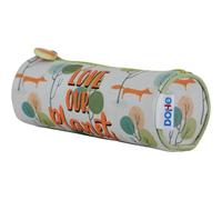 DOHE - Rundes Schulmäppchen - Reißverschluss, offiziell lizenziert, strapazierfähiges Polyester, 21x7,5x7,5 cm, Schulmaterial - WWF Love Our Planet