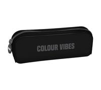 DOHE - Schlichtes Federmäppchen aus Silikon für die Schule - 1 Fach mit Reißverschluss, rechteckiges Mehrzweck-Federmäppchen, weiche Haptik, Maße 20 x 6 x 8 cm - Colour Vibes Schwarz