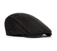 DOINEUFL Schiebermütze Herren Winter Verstellbar, Klassische Flatcap Schirmmütze Aus Wolle, Elegante Baskenmütze Herren Für Freizeit Outdoor 55-59cm (DE/NL/SE/PL, Numerisch, 55, 59, Schwarz)