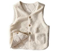 DOINEUFL Weste Damen Teddyfell - Fleeceweste Damen für Herbst Winter Frühling - Kuschelige Teddy Weste Damen, Warm & Modisch (DE/NL/SE/PL, Alphanumerisch, S, Regular, Regular, Cremefarben)