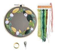 DOITEM Stickset für Anfänger, Stickwerkzeuge, rund, verstellbar, Starter-Set mit Stickrahmen, Stickgarn, Stickstoff, mit Mustervorlagen, zum Basteln