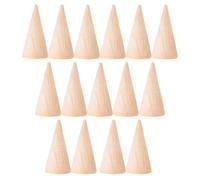 DOITOOL 15 Stück Kleine Holzkegel Fingerringständer aus Unbehandeltem Holz Glatt Geschliffen Selbstgemacht Schmuckständer für Ringpräsentation und Bastelzubehör Naturfarben 25cm