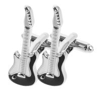 DOITOOL 2 Stück Manschettenknöpfe aus Messing mit Gitarrenmotiv für Herren Dekorativ mit Glatter Oberfläche für Täglichen Gebrauch und Festliche Anlässe
