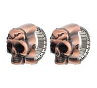 DOITOOL 2 Stück Totenkopf Fingeruhr mit Verstellbarem Band und Leicht zu Öffnendem Klappdeckel aus Zinklegierung im Vintage Punk Stil als Lässiger Schmuckring für Damen