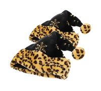 DOITOOL 2 Stück Weihnachtsmannmütze mit Leopardenmuster Schwarzer Plüsch Weihnachtshut mit Pailletten Schneeflocken für Erwachsene Festliche Neujahrs und Weihnachtsfeier