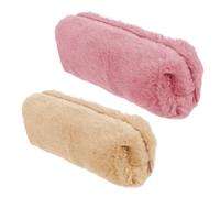 DOITOOL 2stücke Teiliges Flauschiges Mäppchen Großes Fassungsvermögen Weicher Plüsch Stifteköcher Langlebig und Reißfest für Schüler Schreibutensilien Praktische Federtasche in Beige