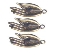 DOITOOL 3 Stück Messing Schlüsselanhänger Buddha Hand Design Retro Anhänger Filigraner Vintage Kettenanhänger Langlebiges DIY Schmuck Zubehör Dekoratives Feng Shui Accessoire