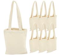 DOITOOL 6 Stück Große Canvas Schultertasche Damen Tragetasche Wiederverwendbar Geräumig Vielseitig für Einkaufen Reisen Schule Modisch Blanko zum Bemalen Naturfarbe
