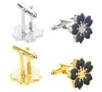 DOITOOL Elegante Japanische Blumen Manschettenknöpfe aus Metall für Damen mit Kirschblütenmotiv 2 Paar Sicher und Verschleißfest für Formelle Anlässe und Business