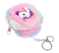 DOITOOL Geldbörse Kawaii Einhorn Münzbeutel aus Plüsch mit Reißverschluss und Schlüsselanhänger Kleine Handtaschen für Mädchen als Niedliches Kleines Portemonnaie mit Münzfach