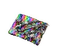 DOITOOL Glitzer Pailletten Täschchen Mit Reißverschluss Kleines Federmäppchen Für Damen Schüler Multifunktionale Pu-Material Stifttasche in Regenbogen Silberfarben Vielseitig Nutzbar Als m