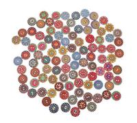 DOITOOL Holzknöpfe 20mm 100 Stück Bunte Cartoon Motive 2 Loch Nähen Bastelknöpfe Selbstgemacht Zubehör für Kleidung Pullover Hemden