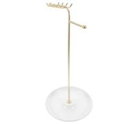 DOITOOL Minimalistischer T förmiger Schmuckständer aus Metall mit Goldener Ablage Platzsparend und Tragbar für Zuhause und Gewerbliche Displays