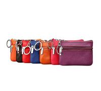 DOITOOL Multifunktionale Geldbörse Kleiner Münzbeutel für Damen und Reißverschluss aus Braunem Pu Leder mit Feiner Verarbeitung für Sommer und Alltag