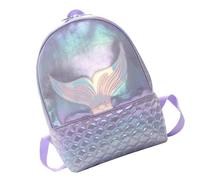 DOITOOL Pu Rucksack Damen mit Holografischem Meerjungfrauen Design Verstellbaren Gepolsterten Trägern und Diebstahlschutz Modischer Rucksack für Uni und Büro in Violett