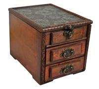 DOITOOL Retro Schmuckkasten aus Holz mit Spiegel Antike Schmuckschatulle für Ohrringe und Ringe Dekorative Aufbewahrungsbox für Wohnzimmer und Schlafzimmer Praktische Tisch deko