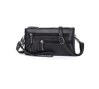 DOITOOL Schwarze Umschlaghandtasche aus Pu für Damen 7 Zoll
