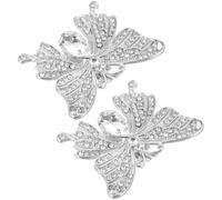 DOITOOL Strass Schmetterlings Schuhclipse aus Legierung Elegante und Wiederverwendbare Schuhverzierungen für Hochzeit und Party 1 Paar Silberne Schuhclips