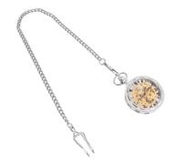 DOITOOL Vintage Taschenuhr Silber, mit Handaufzug, Durchbrochen, Mechanisch | Legierung, Dekorativ und Lesbar, für Herren, ohne Deckel, als Kette Tragbar