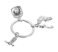 DOITOOL Western Schlüsselanhänger für Damen mit Cowboyhut und Stiefel Anhänger aus Zinklegierung Silberfarben Tragbar zum Dekorieren von Schlüsseln und Geldbörsen