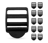 DOJA Barcelona | Kunststoff Schnallen 25mm | 10er Pack | Spannschnalle mit Bremse | Innenbreite 25mm | Kunststoff | Klemm Leiterschnallen | Gurtband Schnallen, Klemmschnalle für Rucksack und Taschen