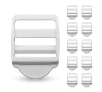 DOJA Barcelona | Kunststoff Schnallen 25mm | 10er Pack | Weisse Spannschnalle | Innenbreite 25mm | Kunststoff | Klemm Leiterschnallen | Gurtband Schnallen, Klemmschnalle für Rucksack und Taschen