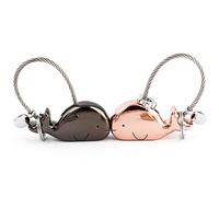 DOJoykey Schlüsselanhänger, 1 Paar, Walform, Paar-Schlüsselanhänger mit magnetischem Mund, Geschenk für Freundin, Liebhaber, Zinklegierung, glänzendes Schwarz und Roségold