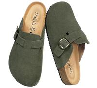 Dokela Clogs Pantoletten Herren Damen Leder Classic Hausschuhe | Kork-Fußbett, Arch Support, Rutschfeste, Bequeme, Komfort, Geschlossene