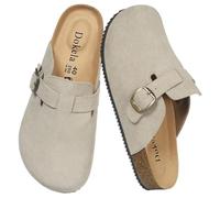 Dokela Clogs Pantoletten Herren Damen Leder Classic Hausschuhe | Kork-Fußbett, Arch Support, Rutschfeste, Bequeme, Komfort, Geschlossene