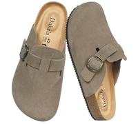 Dokela Clogs Pantoletten Herren Damen Leder Classic Hausschuhe | Kork-Fußbett, Arch Support, Rutschfeste, Bequeme, Komfort, Geschlossene