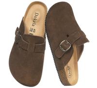 Dokela Clogs Pantoletten Herren Damen Leder Classic Hausschuhe | Kork-Fußbett, Arch Support, Rutschfeste, Bequeme, Komfort, Geschlossene