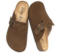 Dokela Clogs Pantoletten Herren Damen Leder Classic Hausschuhe | Kork-Fußbett, Arch Support, Rutschfeste, Bequeme, Komfort, Geschlossene