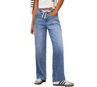 Dokotoo Jeans Damen High Waist Wide Leg Jeanshose Stretch Denim Hose Baggy Straight Fit Damenjeans mit Kordelzug, hellblau, S