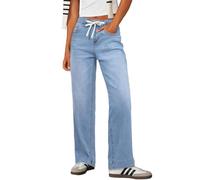 Dokotoo Jeans Damen High Waist Wide Leg Jeanshose Stretch Denim Hose Baggy Straight Fit Damenjeans mit Kordelzug S-3XL