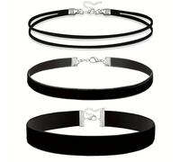 DOKRIN Kropfbänder in Bijouterie,3 Stück kurze Halsketten für Damen mit schwarzer Doppel-Samtkette