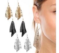 DOKRIN Ohrringe für Damen,3 Paar übertriebene Ohrhänger aus Metall mit Pailletten im Punk-Stil, geeignet für Bankettveranstaltungen