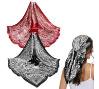 DOKRIN Schals für Damen,2 Stück 70 cm lange Seidenschals, die um die Taille gebunden werden, mit dekorativen Kopftüchern im Ethno-Stil