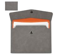 Dokumentenmappe A5 Leder, 28 x 20 cm Fahrzeugschein Mappe mit Metallknopf | Tragbarer Leder-Dokumententasche, A5 Fahrzeugmappe, Dokumentenmappe für Papiere, Notizbücher, Umschläge, Rechnungen, Grey